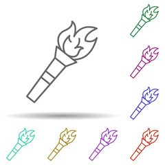 Poster - Prehistoric torch in multi color style icon. Simple thin line, outline vector of prehistoric icons for ui and ux, website or mobile application