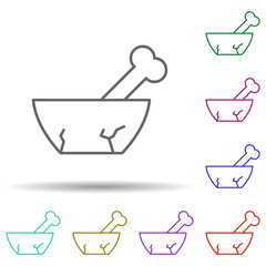 Poster - Prehistoric mortar in multi color style icon. Simple thin line, outline vector of prehistoric icons for ui and ux, website or mobile application