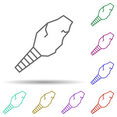 Poster - Prehistoric stone weapon in multi color style icon. Simple thin line, outline vector of prehistoric icons for ui and ux, website or mobile application
