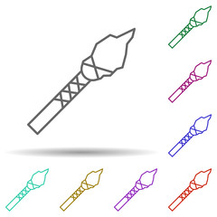 Poster - Prehistoric stone spear in multi color style icon. Simple thin line, outline vector of prehistoric icons for ui and ux, website or mobile application