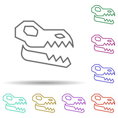 Poster - Prehistoric skull fossil in multi color style icon. Simple thin line, outline vector of prehistoric icons for ui and ux, website or mobile application