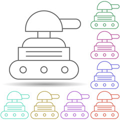 Poster - Robotic tank army technology in multi color style icon. Simple thin line, outline vector of robotisc icons for ui and ux, website or mobile application