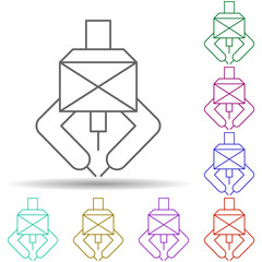 Poster - Robotic crane welding technology in multi color style icon. Simple thin line, outline vector of robotisc icons for ui and ux, website or mobile application