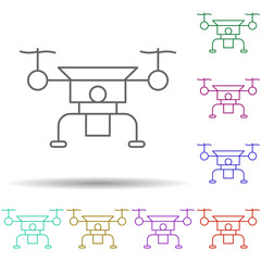 Poster - Robotic drone scout technology in multi color style icon. Simple thin line, outline vector of robotisc icons for ui and ux, website or mobile application
