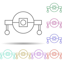 Poster - Robotic technology fly in multi color style icon. Simple thin line, outline vector of robotisc icons for ui and ux, website or mobile application