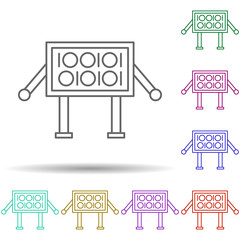 Poster - Robotic technology monitor in multi color style icon. Simple thin line, outline vector of robotisc icons for ui and ux, website or mobile application