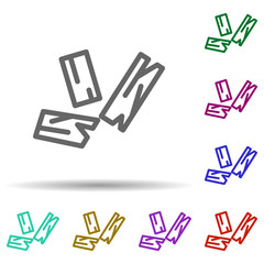 Poster - Wood chips in multi color style icon. Simple thin line, outline vector of row matterial icons for ui and ux, website or mobile application