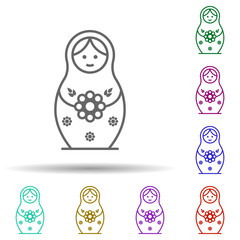 Russian, culture, doll, matrioshka in multi color style icon. Simple thin line, outline vector of russia icons for ui and ux, website or mobile application