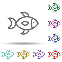 Poster - Fish in multi color style icon. Simple thin line, outline vector of seaside icons for ui and ux, website or mobile application