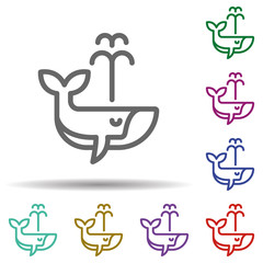 Poster - Whale in multi color style icon. Simple thin line, outline vector of seaside icons for ui and ux, website or mobile application