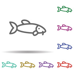 Poster - Fish in multi color style icon. Simple thin line, outline vector of seaside icons for ui and ux, website or mobile application