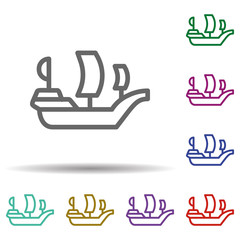 Poster - Vessel in multi color style icon. Simple thin line, outline vector of seaside icons for ui and ux, website or mobile application