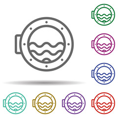 Poster - Porthole in multi color style icon. Simple thin line, outline vector of seaside icons for ui and ux, website or mobile application