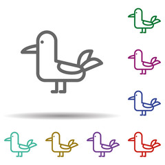 Sticker - Seagull in multi color style icon. Simple thin line, outline vector of seaside icons for ui and ux, website or mobile application