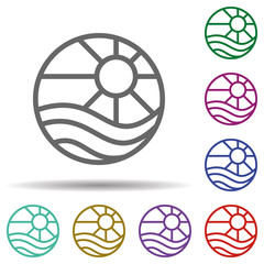 Poster - Sunny in multi color style icon. Simple thin line, outline vector of seaside icons for ui and ux, website or mobile application