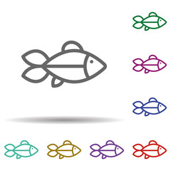 Poster - Fish in multi color style icon. Simple thin line, outline vector of seaside icons for ui and ux, website or mobile application