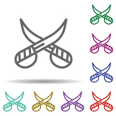 Poster - Swords in multi color style icon. Simple thin line, outline vector of seaside icons for ui and ux, website or mobile application
