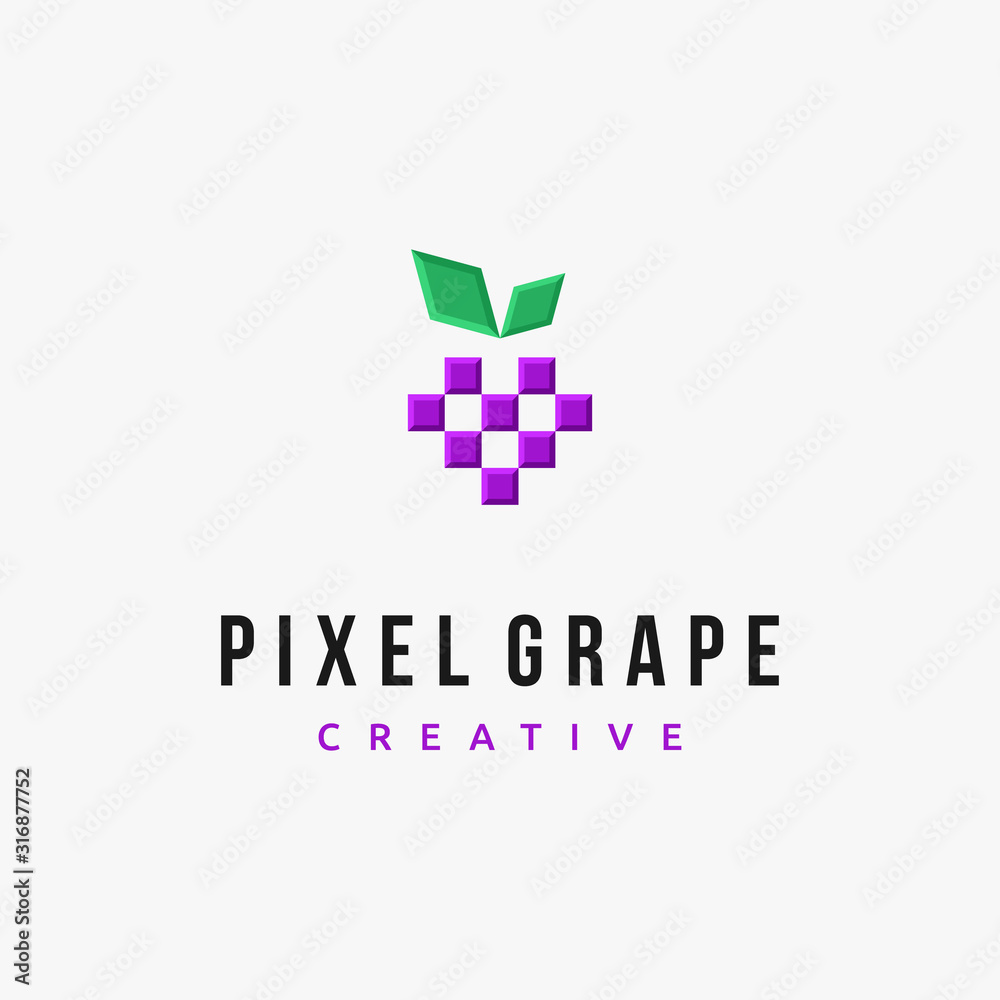 Grape Pixel Technology Modern Geometric logo design inspiration Stock ...