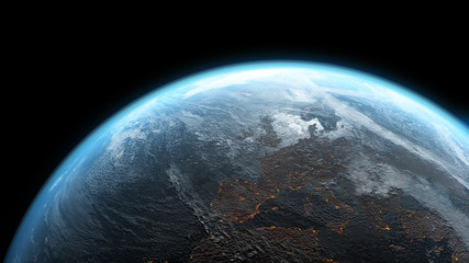 Wall Mural - 3d scene earth globe with atmosphere and clouds view from the space no stars with use nasa earth ima