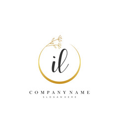 IL initial handwriting logo with Circle Flower vector.