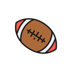 Wall Mural - American football ball flat color line icon. Isolated on white background