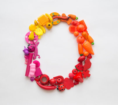 Children's toys rainbow.Letters and symbols