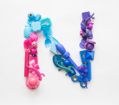 Children's toys rainbow.Letters and symbols