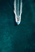 Aerial Photography Of A Boat In The Caribbean Sea