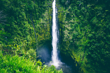 Waterfall, tropical, Hawaii, Green, Lush