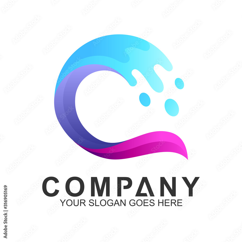 Wave Letter C Logo Vector, Ocean Logo, Flow Waves Logo Stock Vector ...