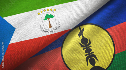 Cuadros en Lienzo Equatorial Guinea and New Caledonia two flags textile cloth, fabric texture