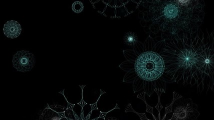 Wall Mural - abstract blue geometric shapes appear and evolve on black background