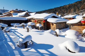 Wall Mural - The beautiful snow landscape in China snow town .