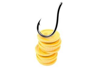 Poster - Fishing hook with stack of coins