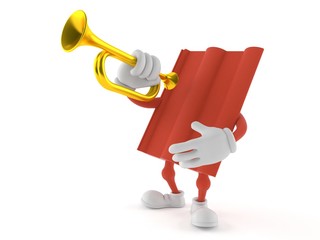 Canvas Print - Roof tile character playing the trumpet