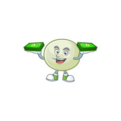 Sticker - happy rich green hoppang character with money on hands