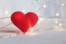 Romantic Red Heart With Bokeh Soft Light