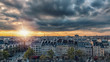 Paris city at sunset view from high up