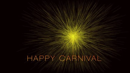 Sticker - happy carnival text and fireworks background