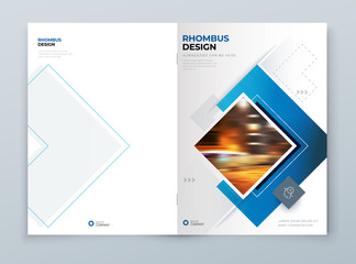 Wall Mural - blue cover template layout design. corporate business horizontal brochure, annual report, catalog, m