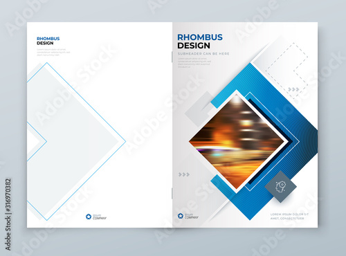 Download Blue Cover Template Layout Design Corporate Business Horizontal Brochure Annual Report Catalog Magazine Flyer Cover Mockup Creative Modern Bright Cover Concept With Square Shapes Stock Vector Adobe Stock