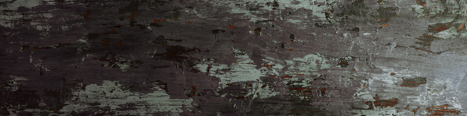 Wall Mural - Wooden dark painted grunge texture, long banner, copy space