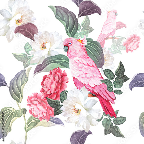 exotic-watercolor-seamless-pattern-roses-peonies-and-pink-parrot