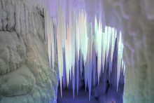 Icicles And Snowflakes In An Ice Cave