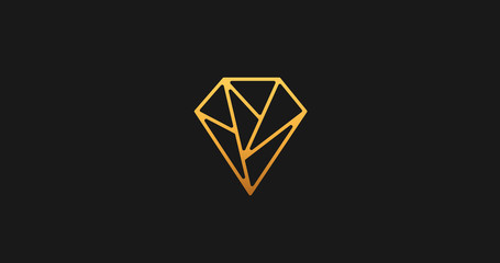 Aufkleber - Luxury polygonal diamond logo linear icon. Geometric shape sign.