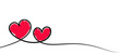 Valentines day. Continous line heart shape border with painted heart on white background. Valentines day, marriage, mother day, love concept.