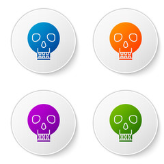 Wall Mural - color skull icon isolated on white background. happy halloween party. set icons in circle buttons. v