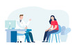 © phanuchat - Medicine concept with a doctor and patient in hospital medical office. Consultation and diagnosis. Vector illustration flat style