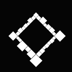 Poster - Minimal black and white diagonal square border - abstract geometrical modern vector graphic from squares