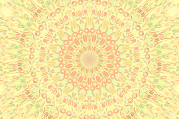 Poster - Abstract geometrical dynamic radial pattern webpage background - psychedelic floral vector art from colorful shapes
